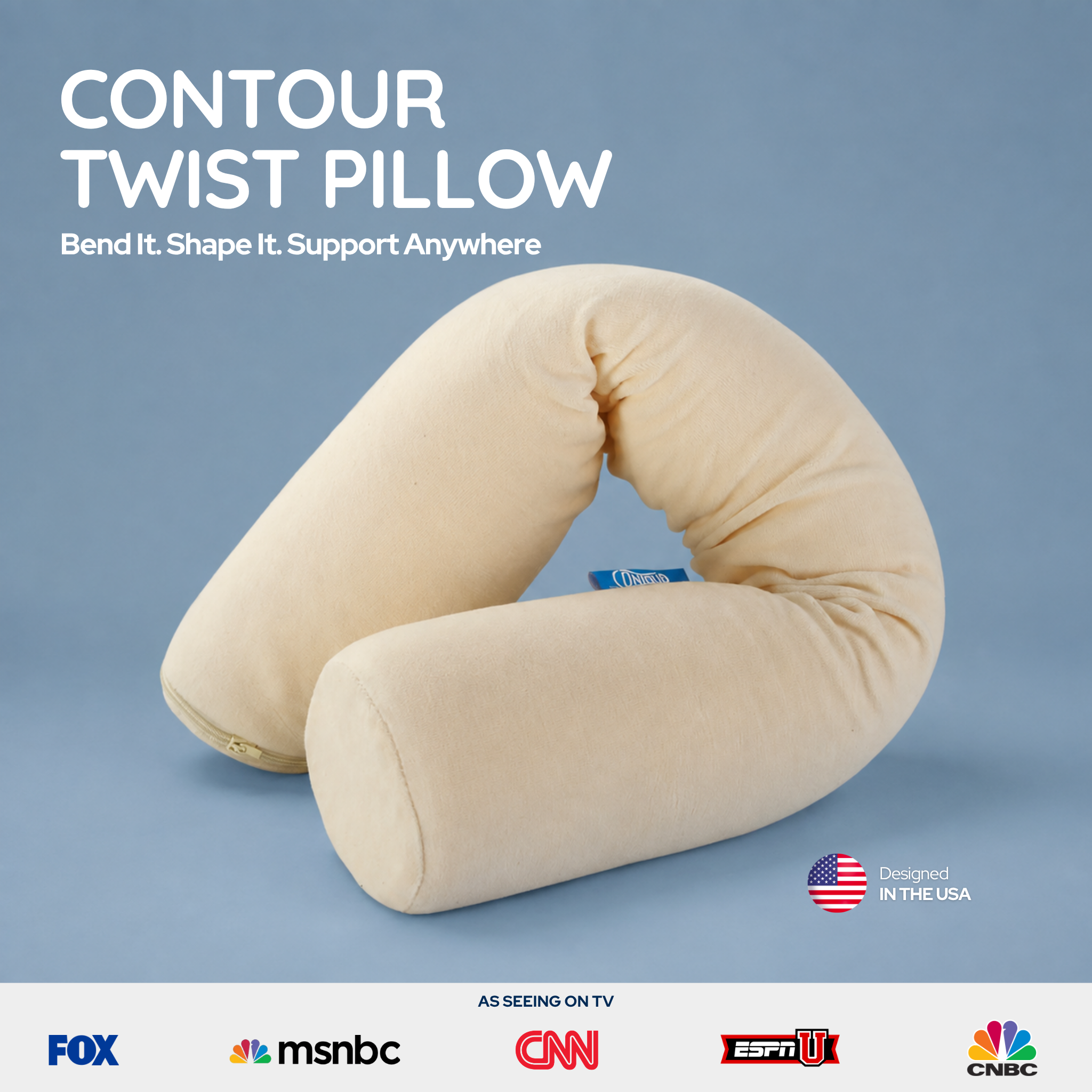 Contour Twist Pillow – Flexible Neck, Body & Travel Support