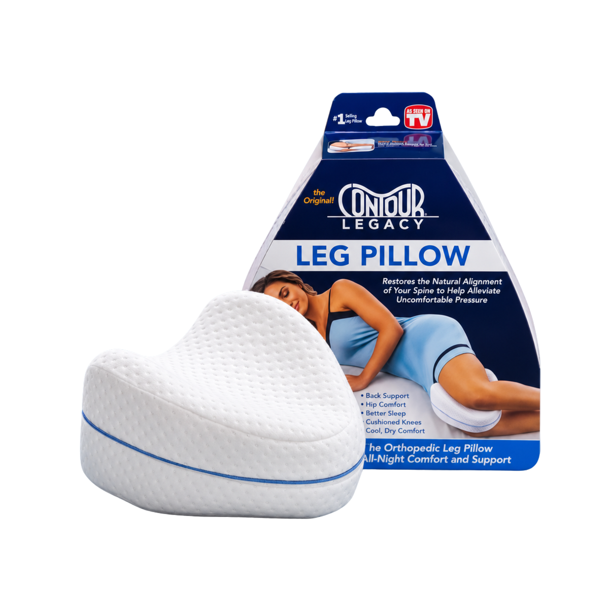 Contour Legacy Leg Pillow with ergonomic contoured design on white background